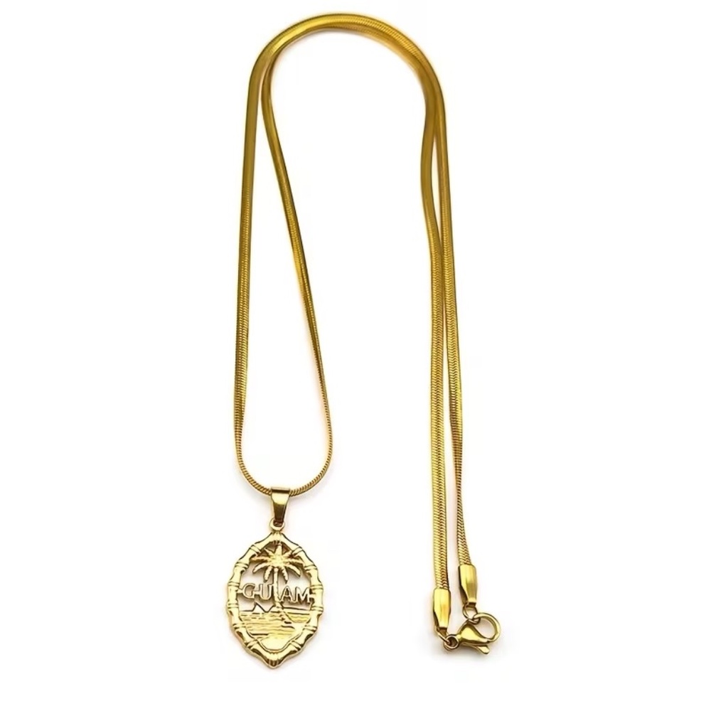 Guam Seal Gold Pendant Necklace – Stainless Steel – 19.7” Chain - Picture 2 of 5